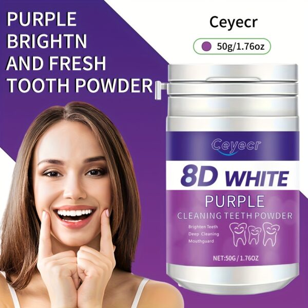 Ceyecr Purple Teeth Whitening Powder, 1.76oz - Deep Clean & Fresh Breath with Natural Pearl Essence for Dental Care - Image 4