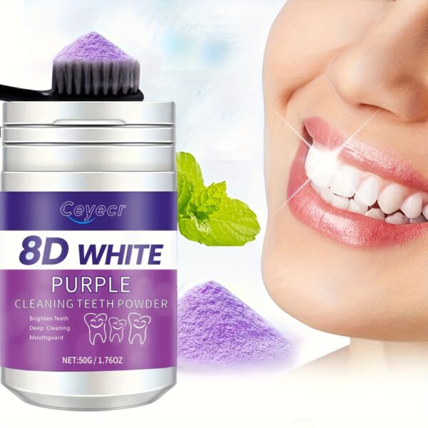 Ceyecr Purple Teeth Whitening Powder, 1.76oz - Deep Clean & Fresh Breath with Natural Pearl Essence for Dental Care - Image 3